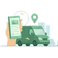 Illustration of a phone tracking a delivery truck on a map